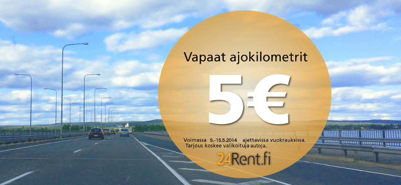 Vapaat ajokilometrit autovuokraamo 24Rent