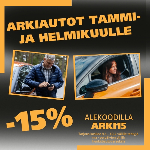 24Rent Tammikuun arkiautoale - jatko Tarjoukset 24Rent - Tammikuun arkiautoale - jatko